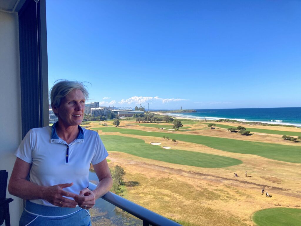 Nadene Gole smiling at Links Seaside by Warrigal