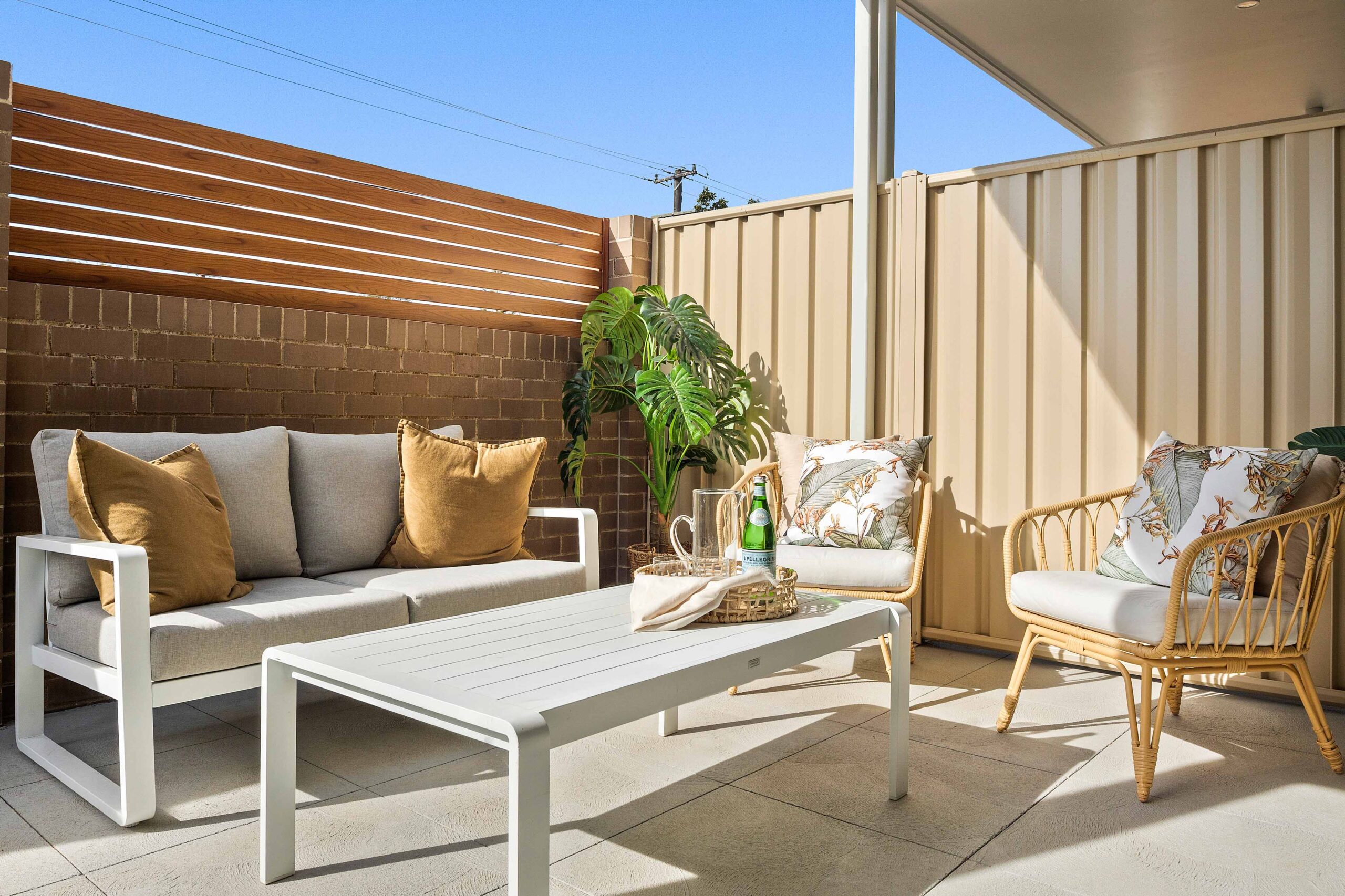 Outdoor setting shown at Warrigal Lake South community village villa